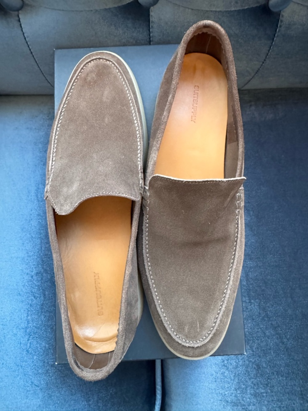 Suitsupply Taupe Suede Slip-On Loafers